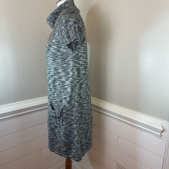 Calvin Klein Variegated Greys and White Knit Sweater Dress M FREE SHIP - Picture 2 of 4